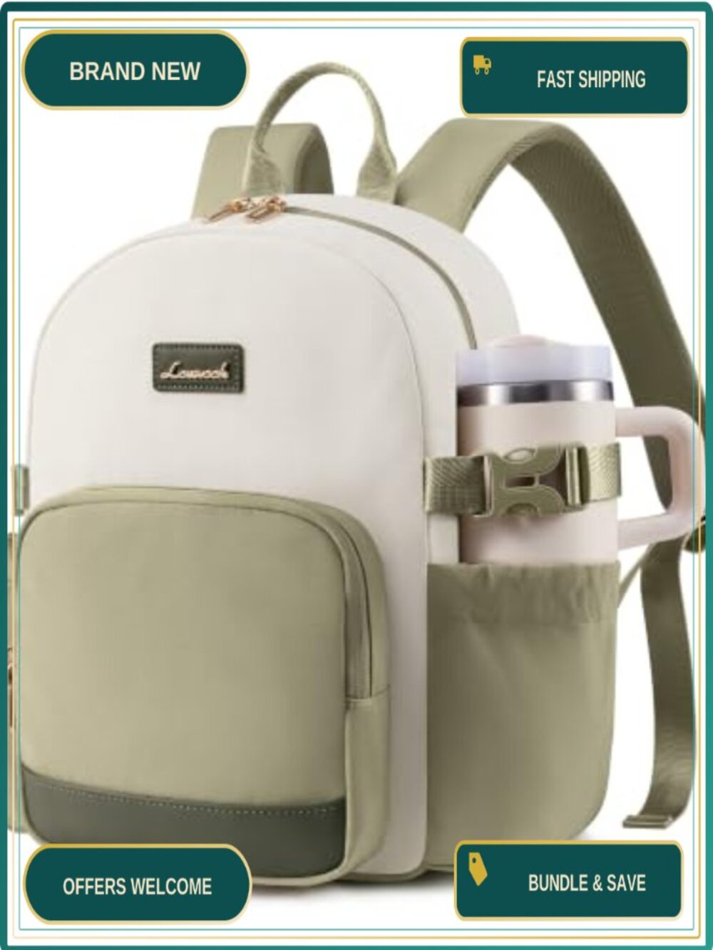 Mini Backpack Purse 11 Pockets Water Resistant 40oz Tumbler